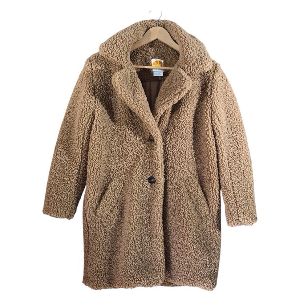 C&C California Womens Beige Teddy Bear Coat Jacket Size Medium
